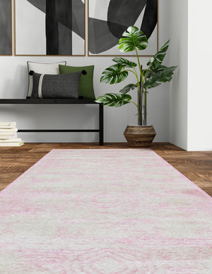 Pink 2' x 7' 1 Bromley Runner Area Rug 100% Polypropylene With Cotton Backing Vintage Distressed Colorful Traditional Carpet for Living Dining Rooms Offices for Sale at Rug Engine