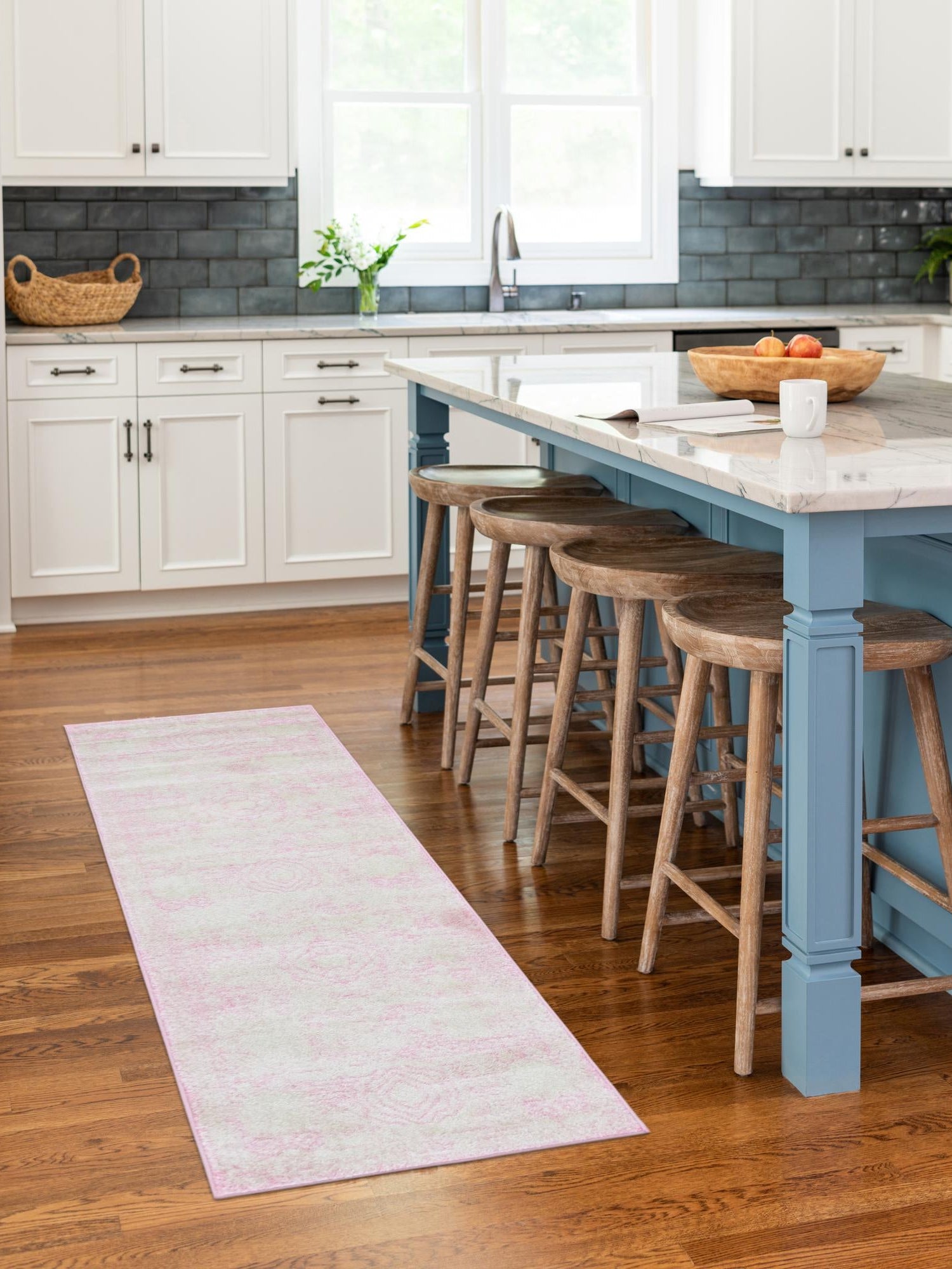 Pink 2' x 13' 1 Bromley Runner Area Rug 100% Polypropylene With Cotton Backing Vintage Distressed Colorful Traditional Carpet for Living Dining Rooms Offices for Sale at Rug Engine