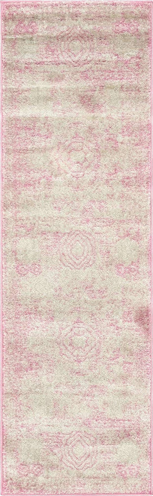 Pink 2' x 7' 1 Bromley Runner Area Rug 100% Polypropylene With Cotton Backing Vintage Distressed Colorful Traditional Carpet for Living Dining Rooms Offices for Sale at Rug Engine