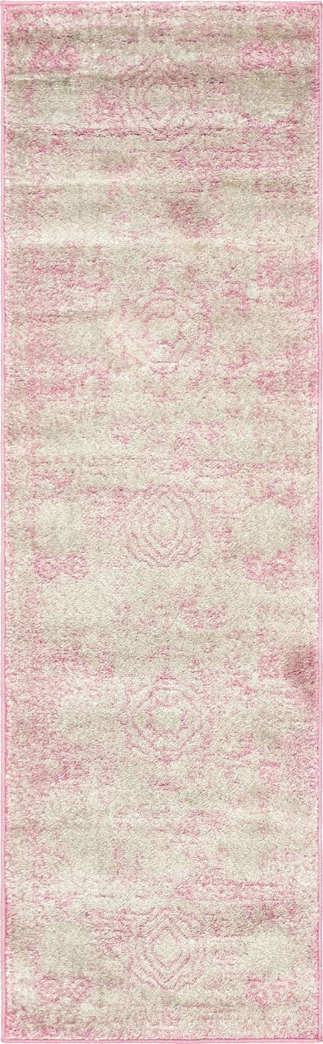 Pink 2' x 7' 1 Bromley Runner Area Rug 100% Polypropylene With Cotton Backing Vintage Distressed Colorful Traditional Carpet for Living Dining Rooms Offices for Sale at Rug Engine