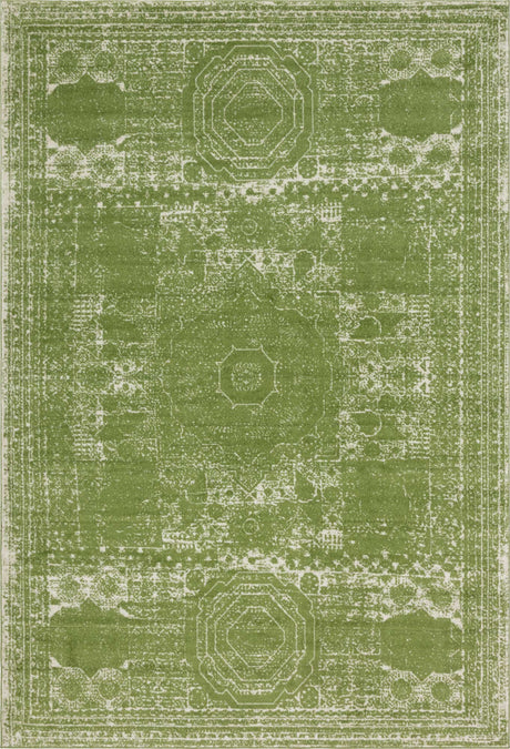 Green 10' x 14' 1 Bromley Rectangle Area Rug 100% Polypropylene With Cotton Backing Vintage Distressed Colorful Traditional Carpet for Living Dining Rooms Offices for Sale at Rug Engine