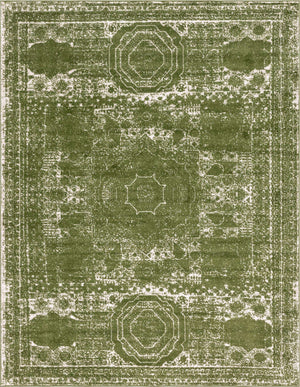Green 7' 10 x 10' Bromley Rectangle Area Rug 100% Polypropylene With Cotton Backing Vintage Distressed Colorful Traditional Carpet for Living Dining Rooms Offices for Sale at Rug Engine