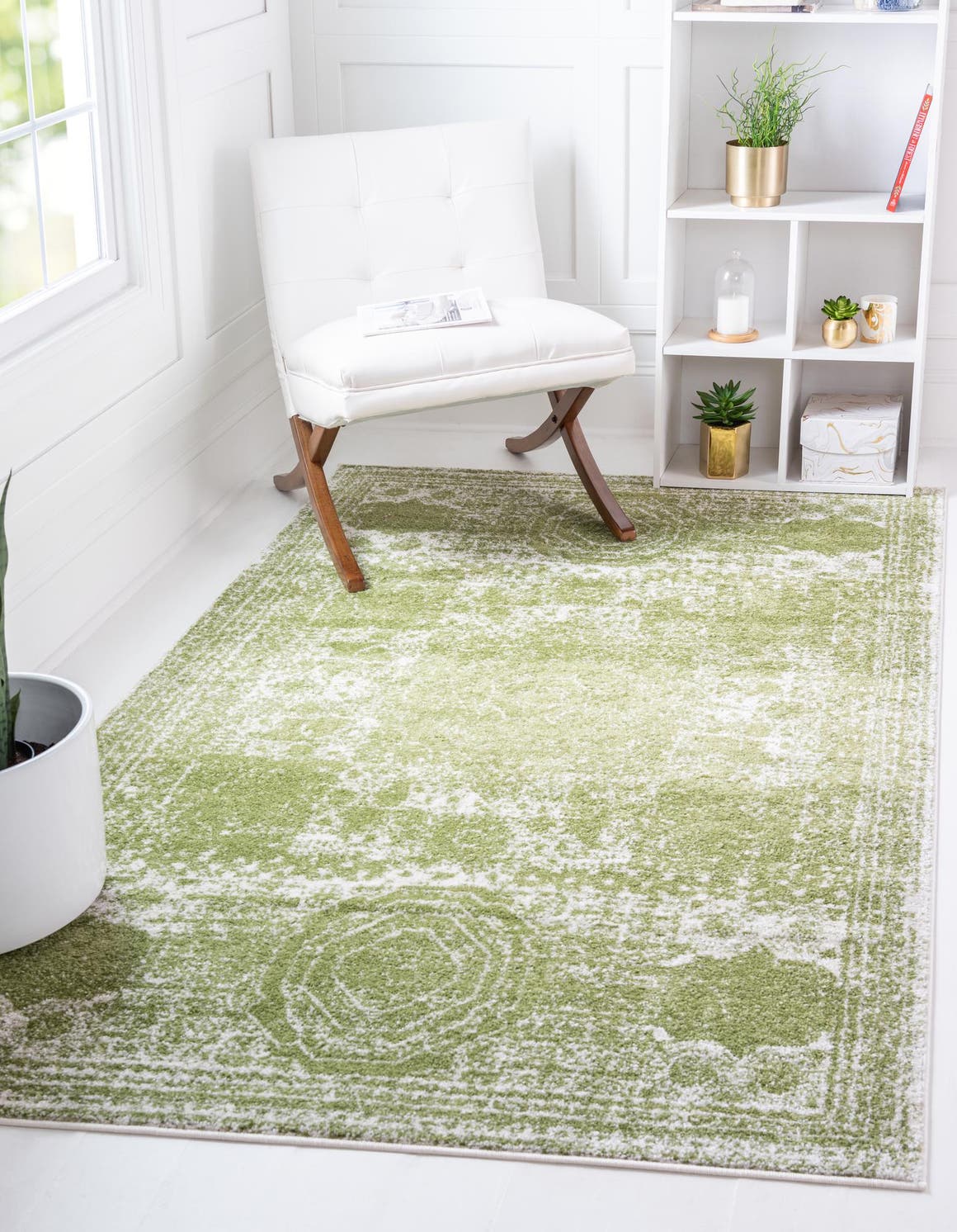 Green 10' x 14' 1 Bromley Rectangle Area Rug 100% Polypropylene With Cotton Backing Vintage Distressed Colorful Traditional Carpet for Living Dining Rooms Offices for Sale at Rug Engine