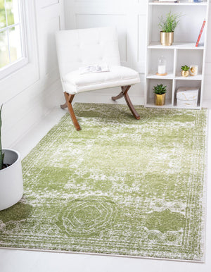 Green 10' x 14' 1 Bromley Rectangle Area Rug 100% Polypropylene With Cotton Backing Vintage Distressed Colorful Traditional Carpet for Living Dining Rooms Offices for Sale at Rug Engine
