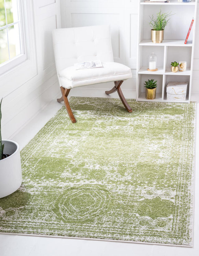 Green 10' x 14' 1 Bromley Rectangle Area Rug 100% Polypropylene With Cotton Backing Vintage Distressed Colorful Traditional Carpet for Living Dining Rooms Offices for Sale at Rug Engine