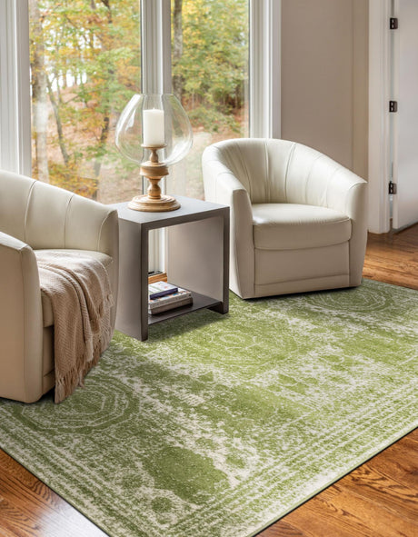 Green 10' x 14' 1 Bromley Rectangle Area Rug 100% Polypropylene With Cotton Backing Vintage Distressed Colorful Traditional Carpet for Living Dining Rooms Offices for Sale at Rug Engine