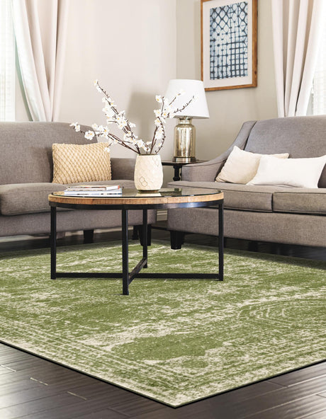 Green 10' x 14' 1 Bromley Rectangle Area Rug 100% Polypropylene With Cotton Backing Vintage Distressed Colorful Traditional Carpet for Living Dining Rooms Offices for Sale at Rug Engine