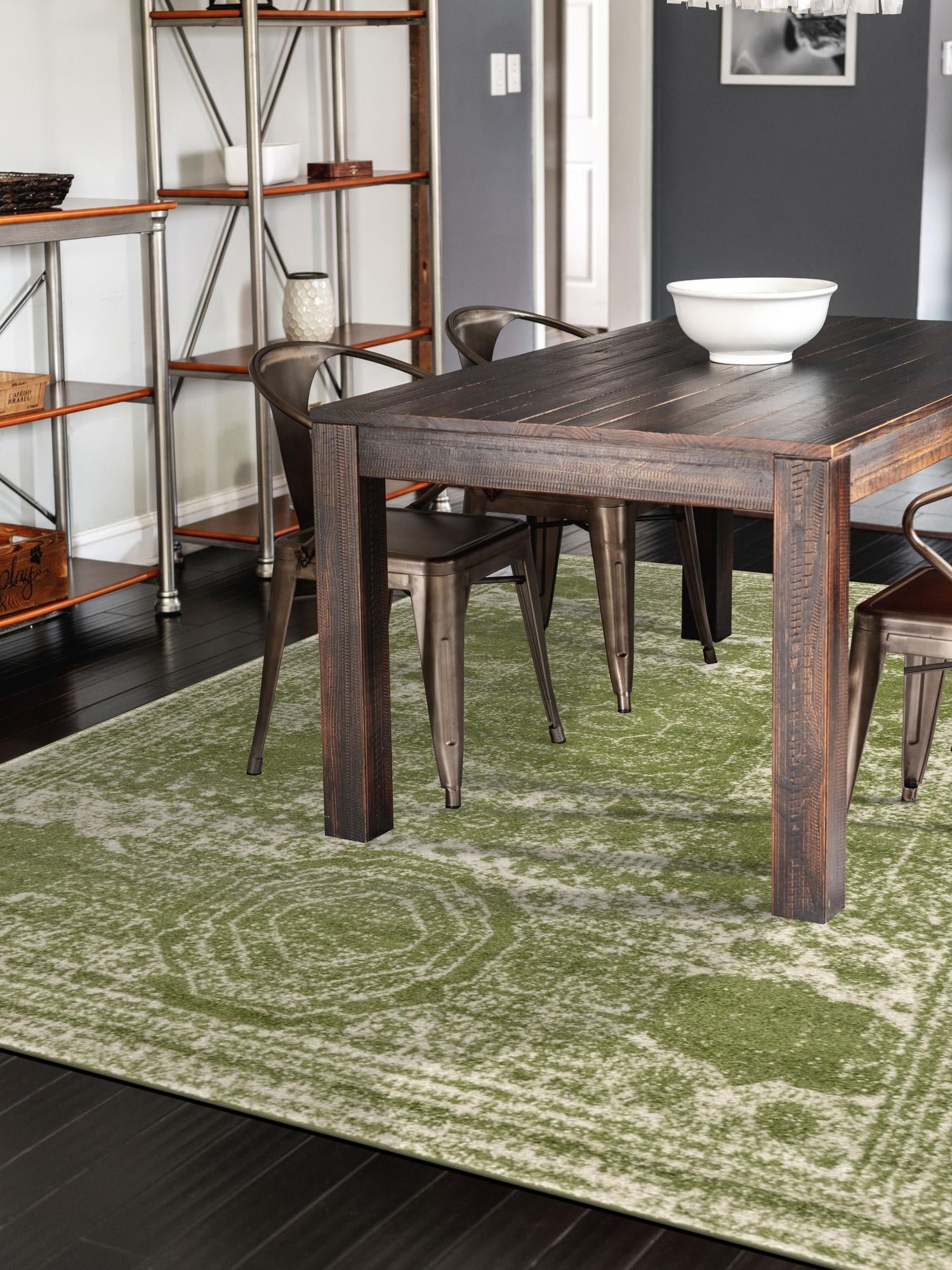 Green 10' x 14' 1 Bromley Rectangle Area Rug 100% Polypropylene With Cotton Backing Vintage Distressed Colorful Traditional Carpet for Living Dining Rooms Offices for Sale at Rug Engine