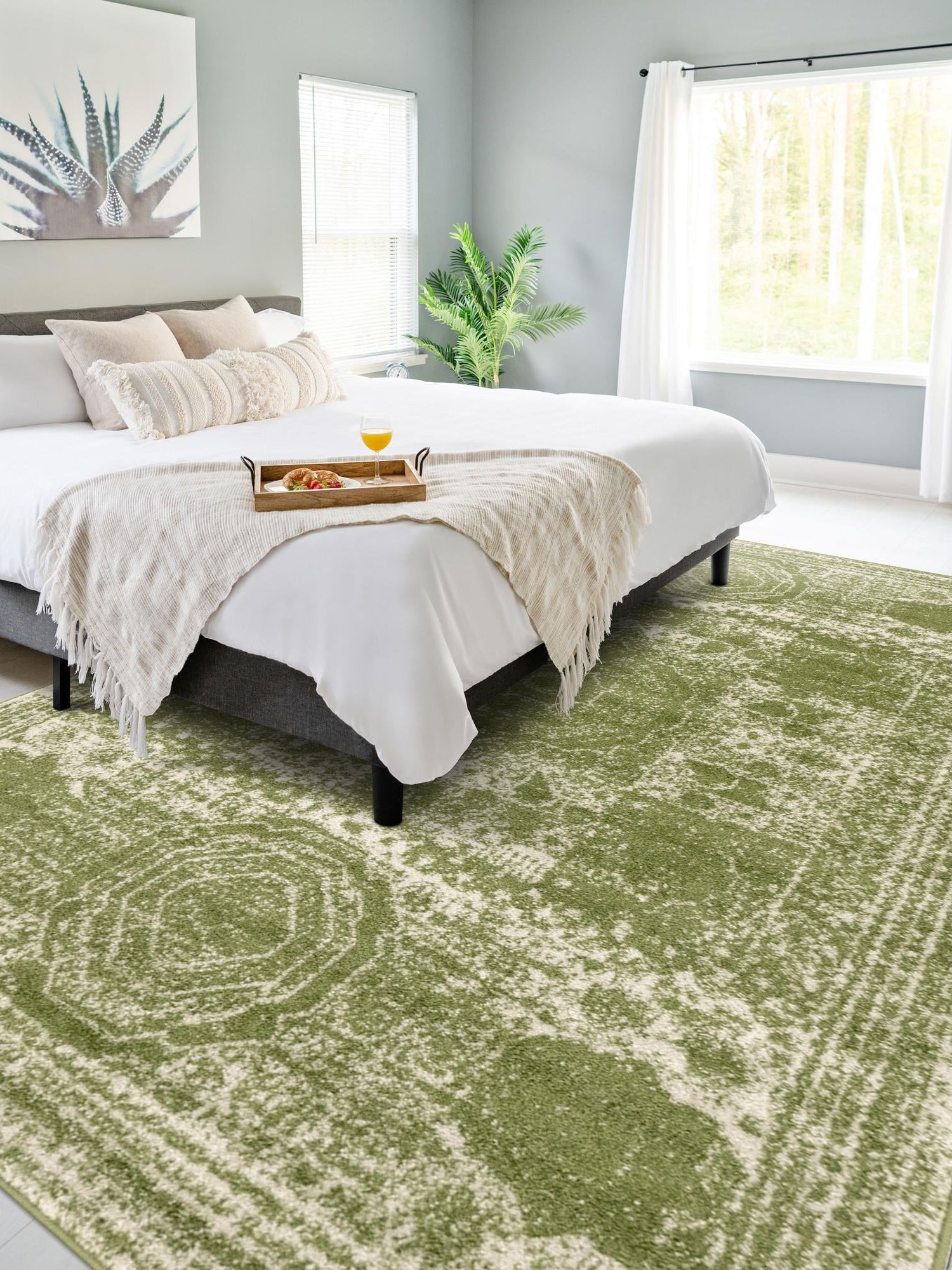 Green 10' x 14' 1 Bromley Rectangle Area Rug 100% Polypropylene With Cotton Backing Vintage Distressed Colorful Traditional Carpet for Living Dining Rooms Offices for Sale at Rug Engine
