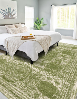 Green 10' x 14' 1 Bromley Rectangle Area Rug 100% Polypropylene With Cotton Backing Vintage Distressed Colorful Traditional Carpet for Living Dining Rooms Offices for Sale at Rug Engine
