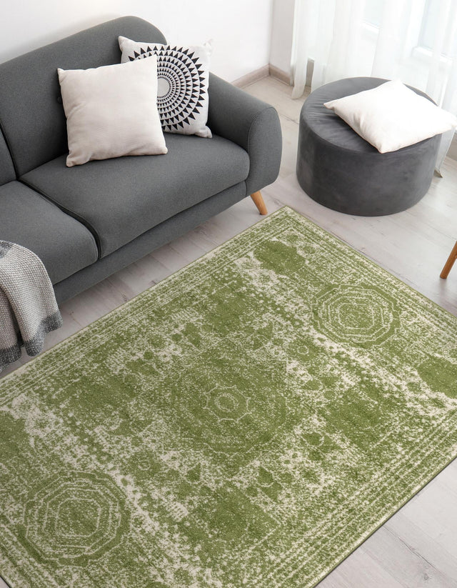 Green 10' x 14' 1 Bromley Rectangle Area Rug 100% Polypropylene With Cotton Backing Vintage Distressed Colorful Traditional Carpet for Living Dining Rooms Offices for Sale at Rug Engine