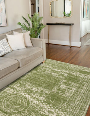 Green 10' x 14' 1 Bromley Rectangle Area Rug 100% Polypropylene With Cotton Backing Vintage Distressed Colorful Traditional Carpet for Living Dining Rooms Offices for Sale at Rug Engine
