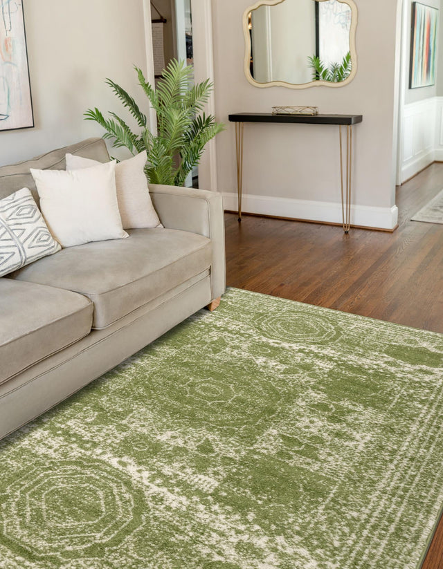 Green 10' x 14' 1 Bromley Rectangle Area Rug 100% Polypropylene With Cotton Backing Vintage Distressed Colorful Traditional Carpet for Living Dining Rooms Offices for Sale at Rug Engine
