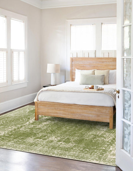 Green 10' x 14' 1 Bromley Rectangle Area Rug 100% Polypropylene With Cotton Backing Vintage Distressed Colorful Traditional Carpet for Living Dining Rooms Offices for Sale at Rug Engine