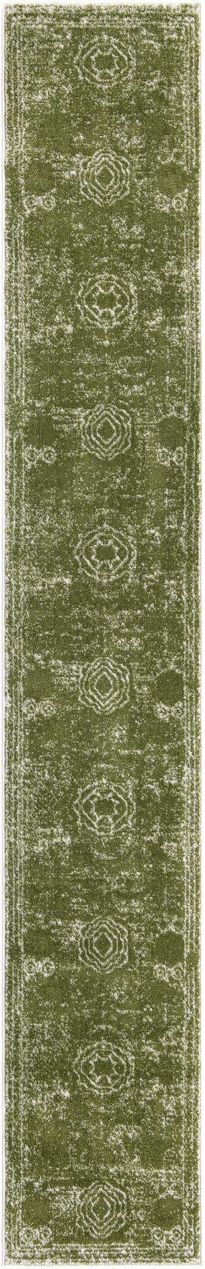Green 2' x 13' 1 Bromley Runner Area Rug 100% Polypropylene With Cotton Backing Vintage Distressed Colorful Traditional Carpet for Living Dining Rooms Offices for Sale at Rug Engine