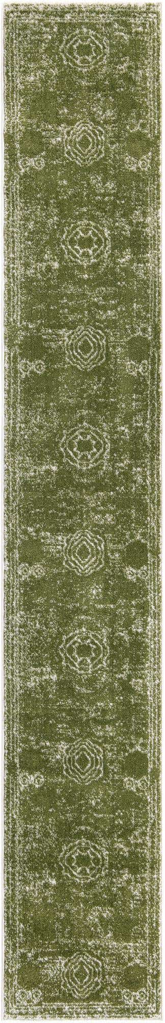 Green 2' x 13' 1 Bromley Runner Area Rug 100% Polypropylene With Cotton Backing Vintage Distressed Colorful Traditional Carpet for Living Dining Rooms Offices for Sale at Rug Engine