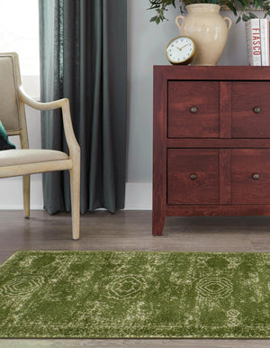 Green 2' x 13' 1 Bromley Runner Area Rug 100% Polypropylene With Cotton Backing Vintage Distressed Colorful Traditional Carpet for Living Dining Rooms Offices for Sale at Rug Engine