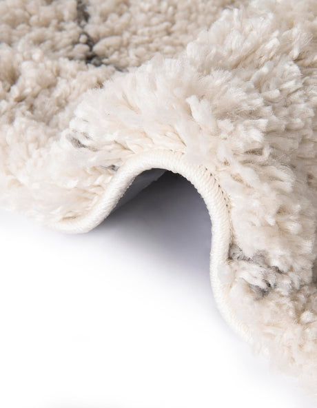 Ivory 6' 1 x 9' Rabat Shag Rectangle Area Rug Thick Soft Touch Fluffy & Plush Shaggy Pile Durable Geometric Carpet for Luxury Interior Design for Sale at Rug Engine