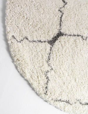 Ivory 4' 1 x 4' 1 Rabat Shag Round Area Rug Thick Soft Touch Fluffy & Plush Shaggy Pile