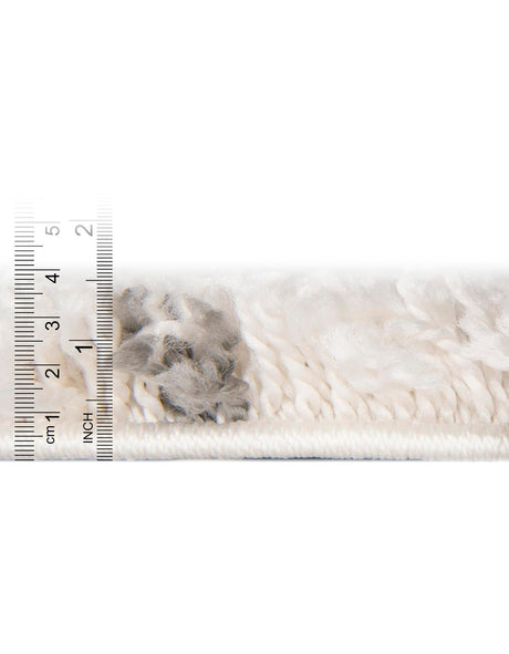 Ivory 2' x 8' Rabat Shag Runner Area Rug Thick Soft Touch Fluffy & Plush Shaggy Pile Durable Geometric Carpet for Luxury Interior Design for Sale at Rug Engine