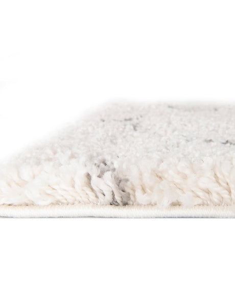Ivory 2' x 8' Rabat Shag Runner Area Rug Thick Soft Touch Fluffy & Plush Shaggy Pile Durable Geometric Carpet for Luxury Interior Design for Sale at Rug Engine