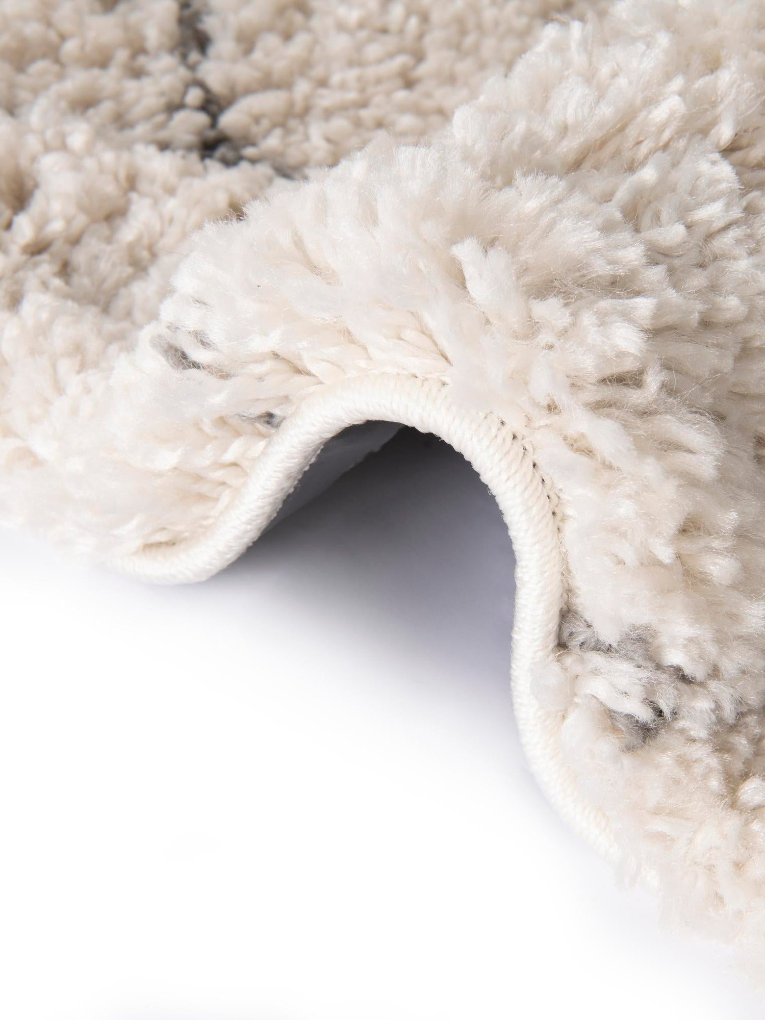 Ivory 2' x 7' 1 Rabat Shag Runner Area Rug Thick Soft Touch Fluffy & Plush Shaggy Pile Durable Geometric Carpet for Luxury Interior Design for Sale at Rug Engine