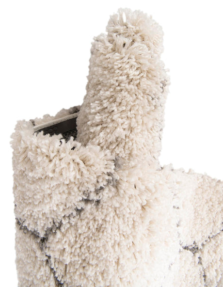 Ivory 2' x 8' Rabat Shag Runner Area Rug Thick Soft Touch Fluffy & Plush Shaggy Pile Durable Geometric Carpet for Luxury Interior Design for Sale at Rug Engine