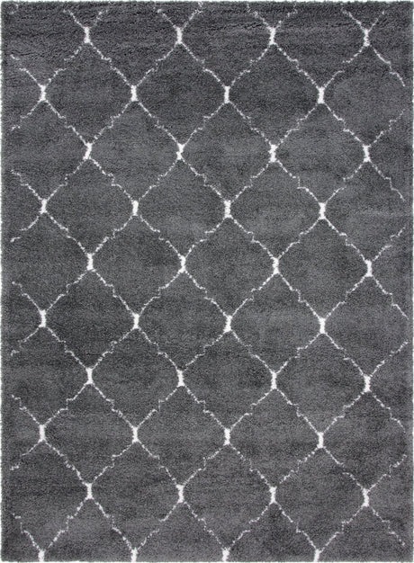 Gray 9' x 12' Rabat Shag Rectangle Area Rug Thick Soft Touch Fluffy & Plush Shaggy Pile Durable Geometric Carpet for Luxury Interior Design for Sale at Rug Engine