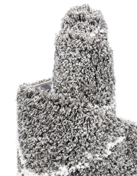 Gray 7' 10 x 7' 10 Rabat Shag Square Area Rug Thick Soft Touch Fluffy & Plush Shaggy Pile Durable Geometric Carpet for Luxury Interior Design for Sale at Rug Engine