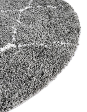 Gray 5' 1 x 5' 1 Rabat Shag Round Area Rug Thick Soft Touch Fluffy & Plush Shaggy Pile