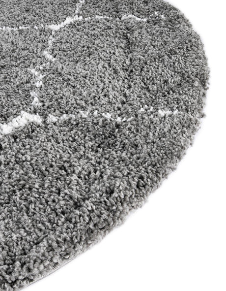 Gray 5' 1 x 5' 1 Rabat Shag Round Area Rug Thick Soft Touch Fluffy & Plush Shaggy Pile Durable Geometric Carpet for Luxury Interior Design for Sale at Rug Engine