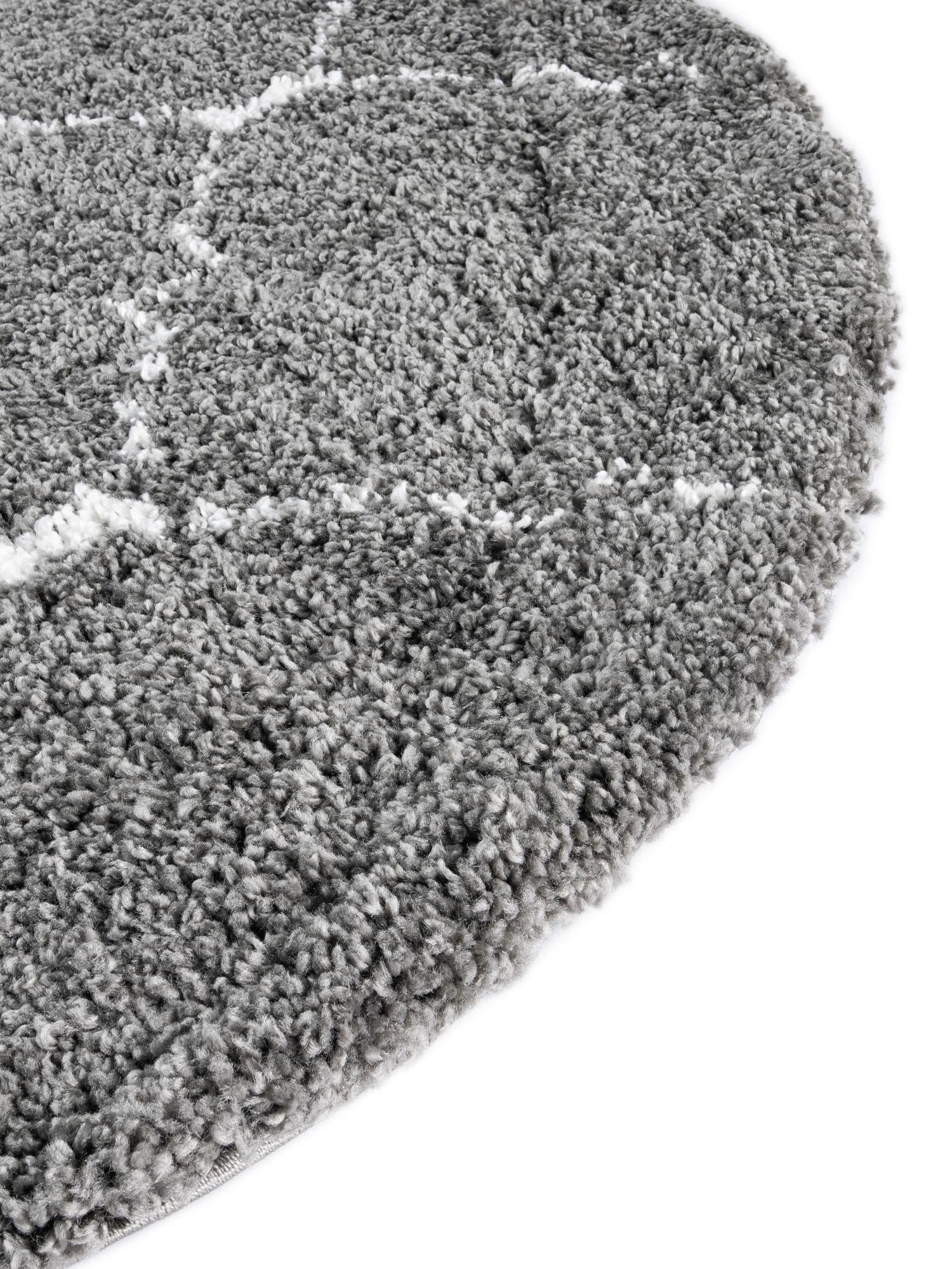 Gray 8' x 8' Rabat Shag Round Area Rug Thick Soft Touch Fluffy & Plush Shaggy Pile Durable Geometric Carpet for Luxury Interior Design for Sale at Rug Engine