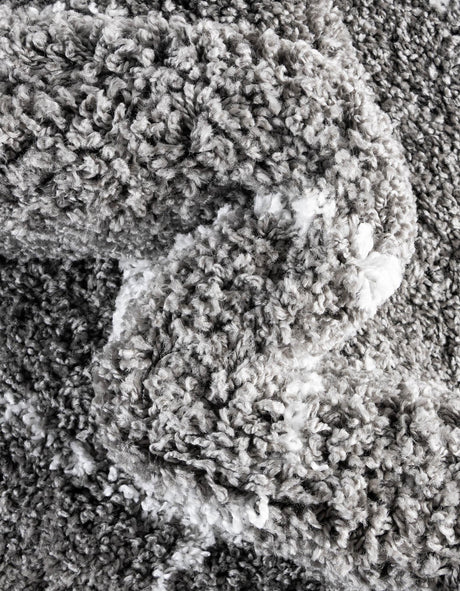 Gray 5' 1 x 5' 1 Rabat Shag Round Area Rug Thick Soft Touch Fluffy & Plush Shaggy Pile Durable Geometric Carpet for Luxury Interior Design for Sale at Rug Engine