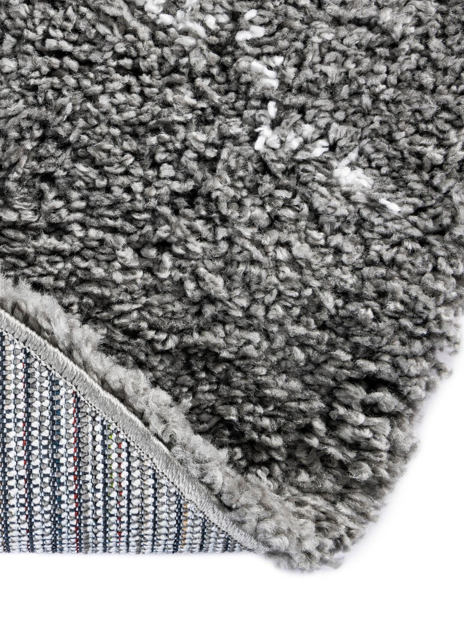 Gray 8' x 8' Rabat Shag Round Area Rug Thick Soft Touch Fluffy & Plush Shaggy Pile Durable Geometric Carpet for Luxury Interior Design for Sale at Rug Engine