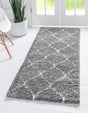 Gray 2' 7 x 10' Rabat Shag Runner Area Rug Thick Soft Touch Fluffy & Plush Shaggy Pile Durable Geometric Carpet for Luxury Interior Design for Sale at Rug Engine