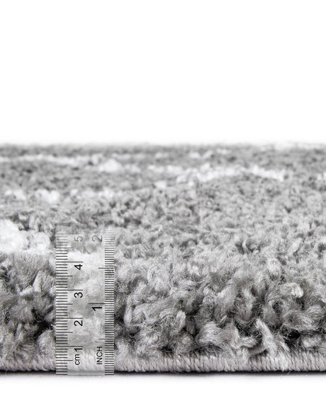 Gray 2' 7 x 6' 1 Rabat Shag Runner Area Rug Thick Soft Touch Fluffy & Plush Shaggy Pile Durable Geometric Carpet for Luxury Interior Design for Sale at Rug Engine
