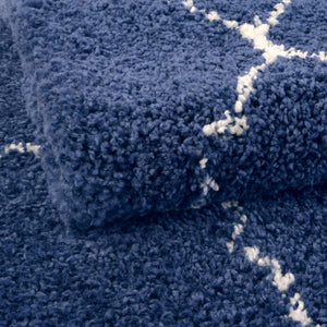 Navy Blue 4' 1 x 6' 1 Rabat Shag Rectangle Area Rug Thick Soft Touch Fluffy & Plush Shaggy Pile