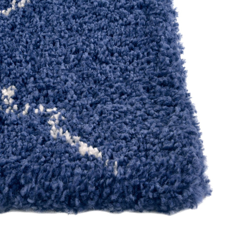 Navy Blue 4' 1 x 6' 1 Rabat Shag Rectangle Area Rug Thick Soft Touch Fluffy & Plush Shaggy Pile Durable Geometric Carpet for Luxury Interior Design for Sale at Rug Engine