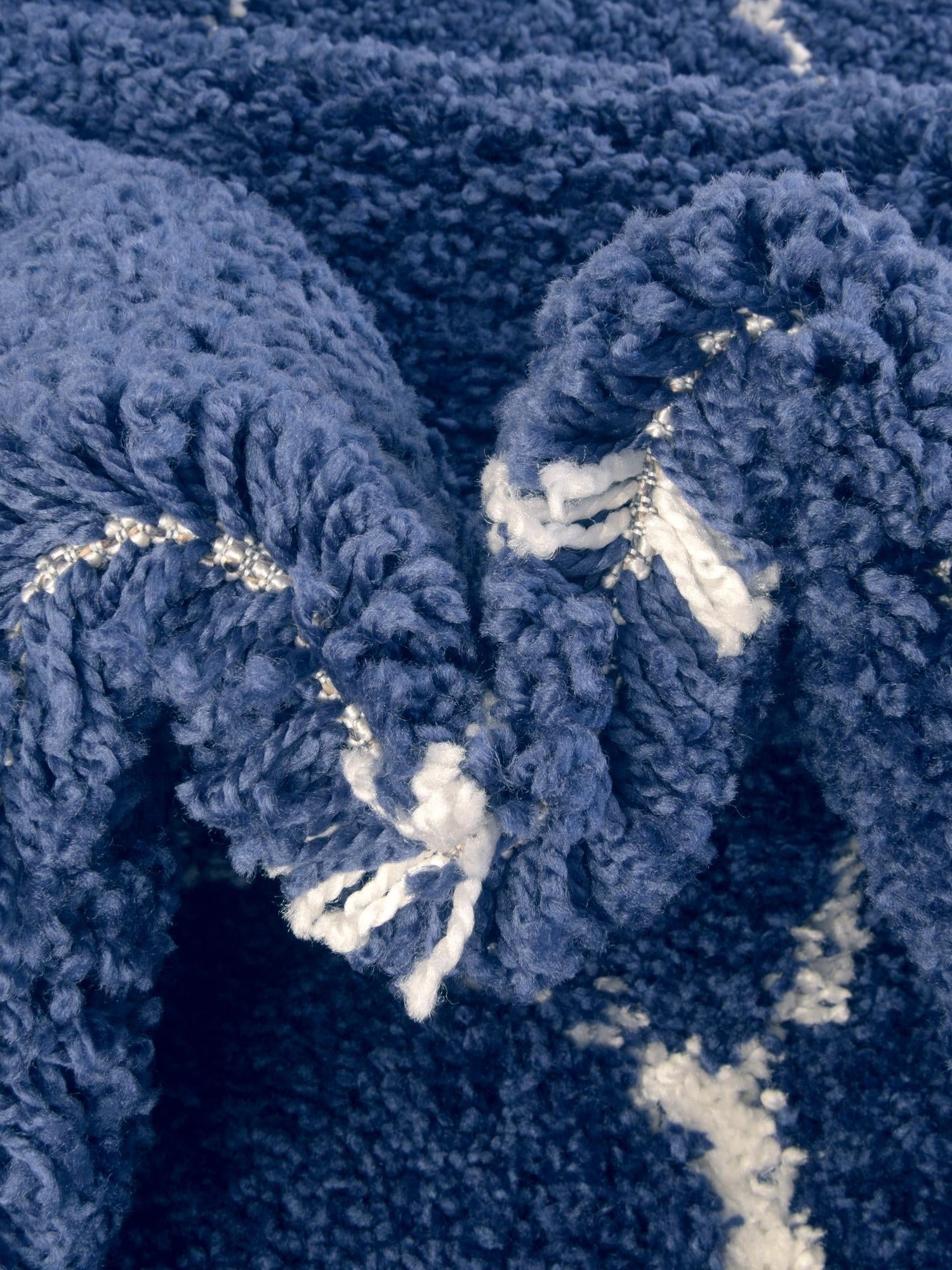 Navy Blue 4' 1 x 6' 1 Rabat Shag Rectangle Area Rug Thick Soft Touch Fluffy & Plush Shaggy Pile Durable Geometric Carpet for Luxury Interior Design for Sale at Rug Engine