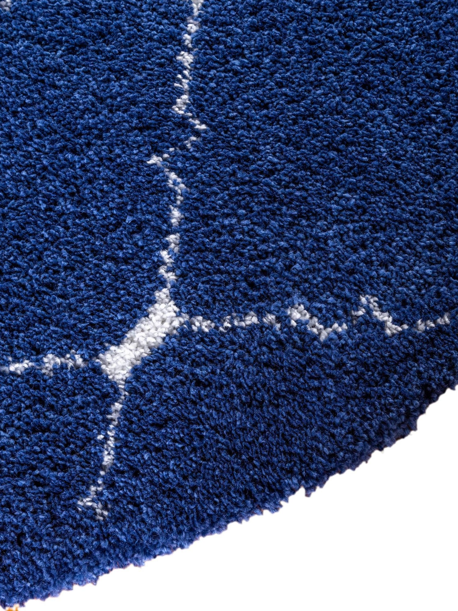 Navy Blue 8' x 8' Rabat Shag Round Area Rug Thick Soft Touch Fluffy & Plush Shaggy Pile Durable Geometric Carpet for Luxury Interior Design for Sale at Rug Engine