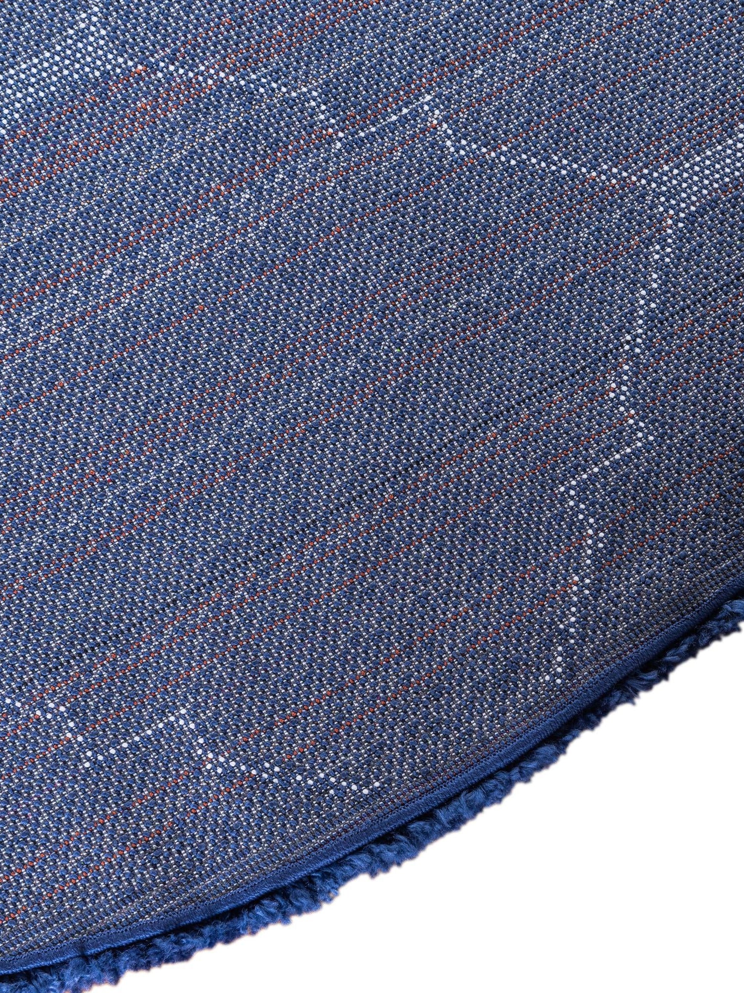 Navy Blue 8' x 8' Rabat Shag Round Area Rug Thick Soft Touch Fluffy & Plush Shaggy Pile Durable Geometric Carpet for Luxury Interior Design for Sale at Rug Engine