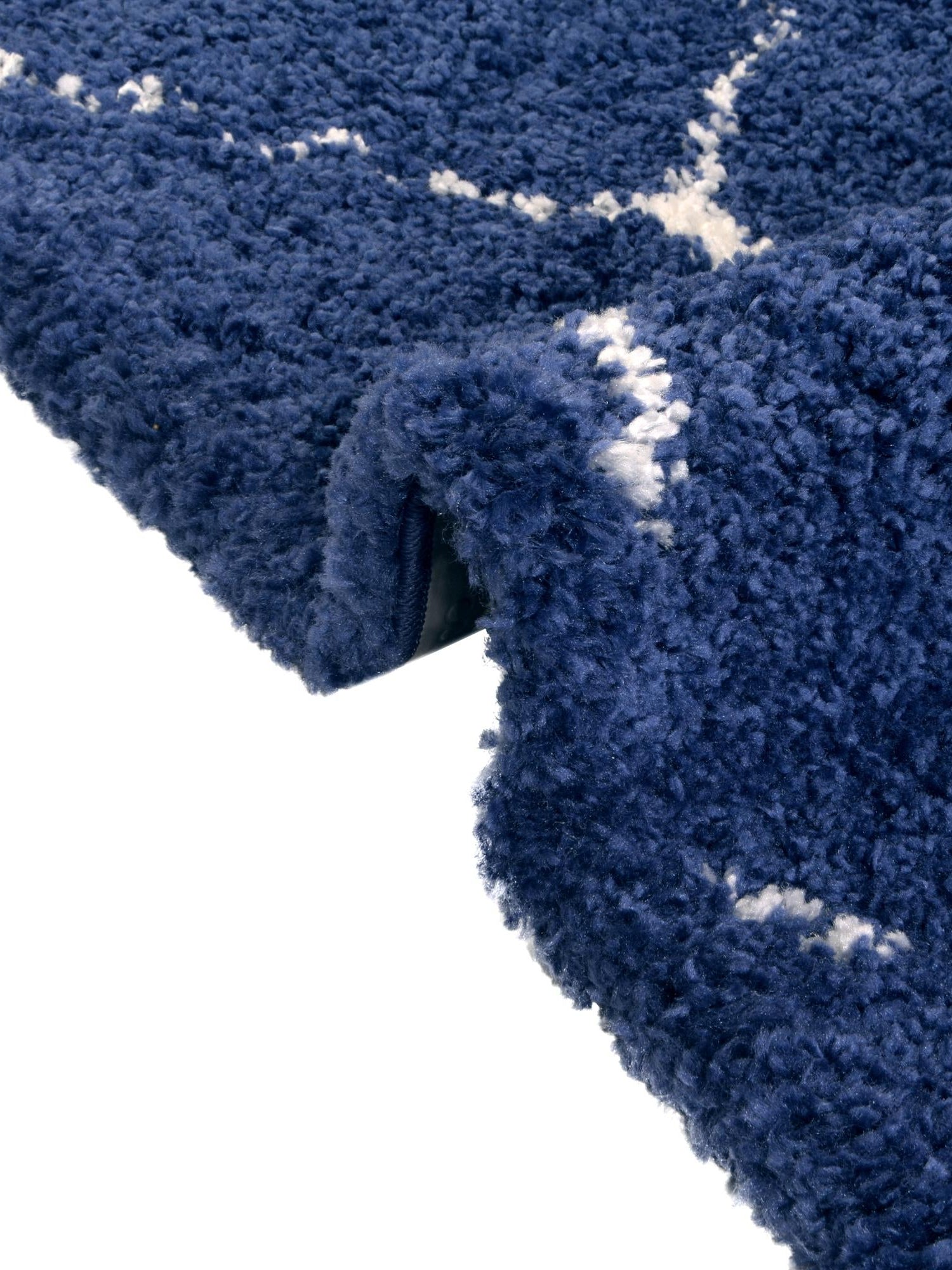 Navy Blue 8' x 8' Rabat Shag Round Area Rug Thick Soft Touch Fluffy & Plush Shaggy Pile Durable Geometric Carpet for Luxury Interior Design for Sale at Rug Engine
