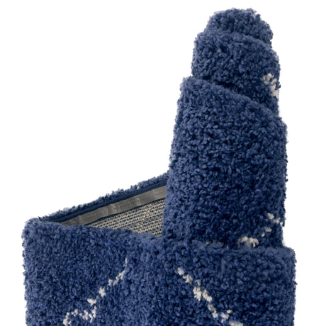 Navy Blue 5' 1 x 5' 1 Rabat Shag Round Area Rug Thick Soft Touch Fluffy & Plush Shaggy Pile Durable Geometric Carpet for Luxury Interior Design for Sale at Rug Engine