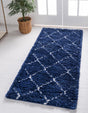 Navy Blue 2' 7 x 6' 1 Rabat Shag Runner Area Rug Thick Soft Touch Fluffy & Plush Shaggy Pile Durable Geometric Carpet for Luxury Interior Design for Sale at Rug Engine