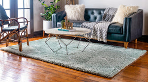 Light Green 4' 1 x 6' 1 Rabat Shag Rectangle Area Rug Thick Soft Touch Fluffy & Plush Shaggy Pile