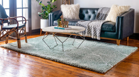 Light Green 4' 1 x 6' 1 Rabat Shag Rectangle Area Rug Thick Soft Touch Fluffy & Plush Shaggy Pile