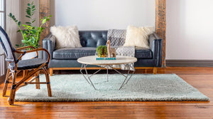 Light Green 4' 1 x 6' 1 Rabat Shag Rectangle Area Rug Thick Soft Touch Fluffy & Plush Shaggy Pile