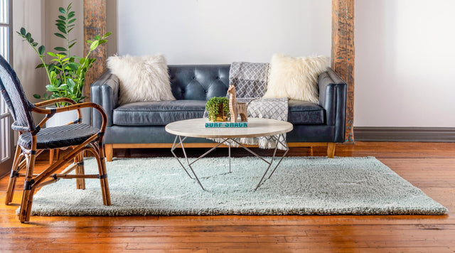 Light Green 4' 1 x 6' 1 Rabat Shag Rectangle Area Rug Thick Soft Touch Fluffy & Plush Shaggy Pile