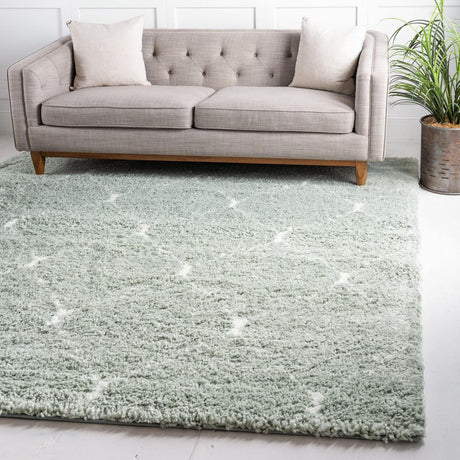 Light Green 8' x 8' Rabat Shag Square Area Rug Thick Soft Touch Fluffy & Plush Shaggy Pile