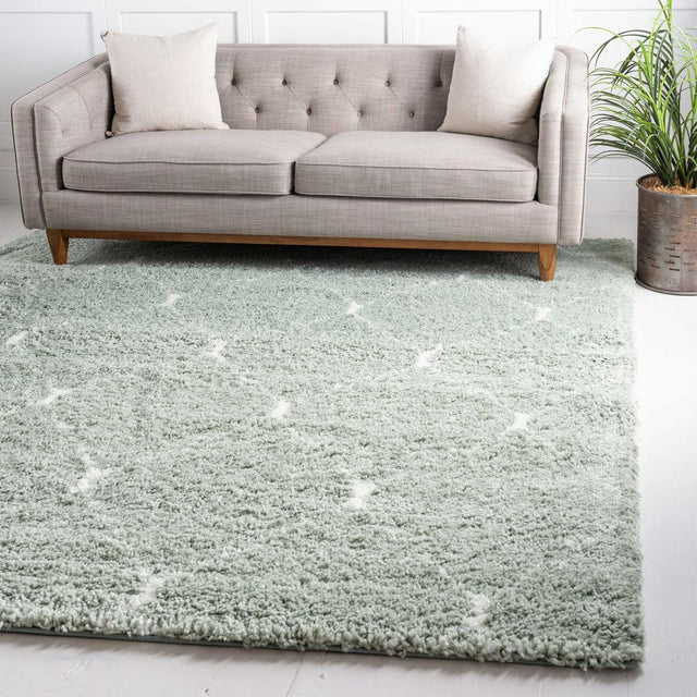 Light Green 8' x 8' Rabat Shag Square Area Rug Thick Soft Touch Fluffy & Plush Shaggy Pile